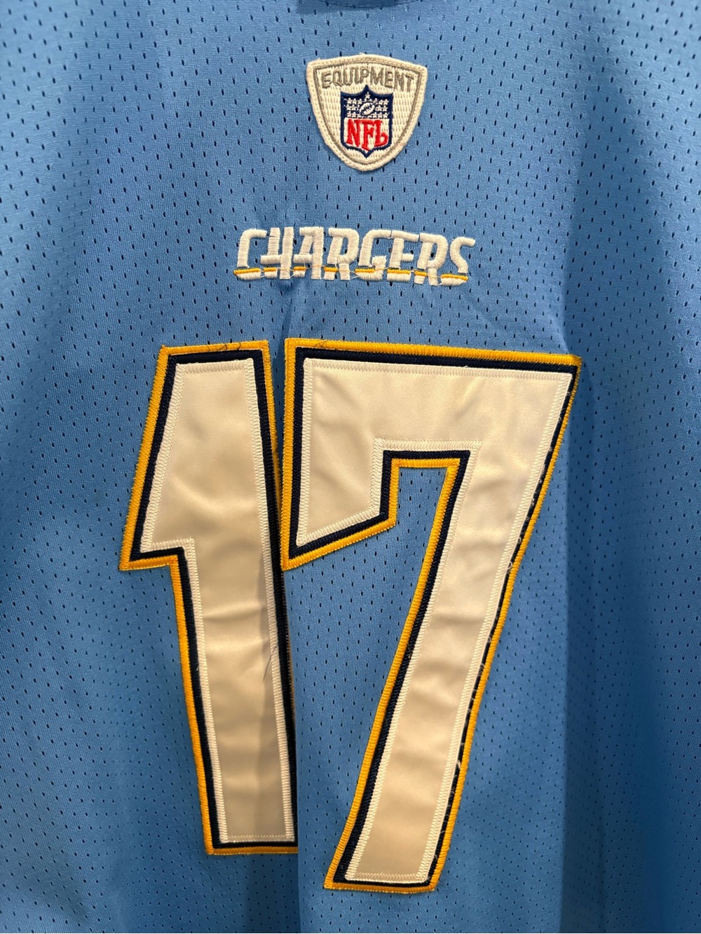 San Diego Chargers Philip Rivers on field Stitched Powder Blue Jersey Size 54 - Picture 6 of 16